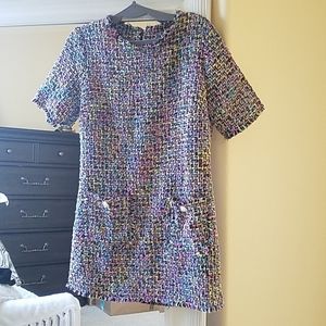 NWT Vici Multicolored Tweed Fringe Dress